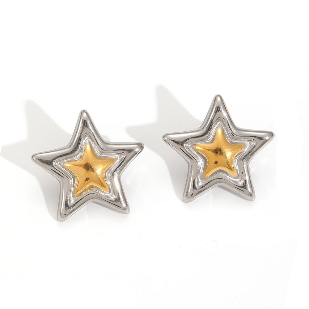 Brincos Chunky Hoop da Zalora Joias™ de banho Ouro e prata