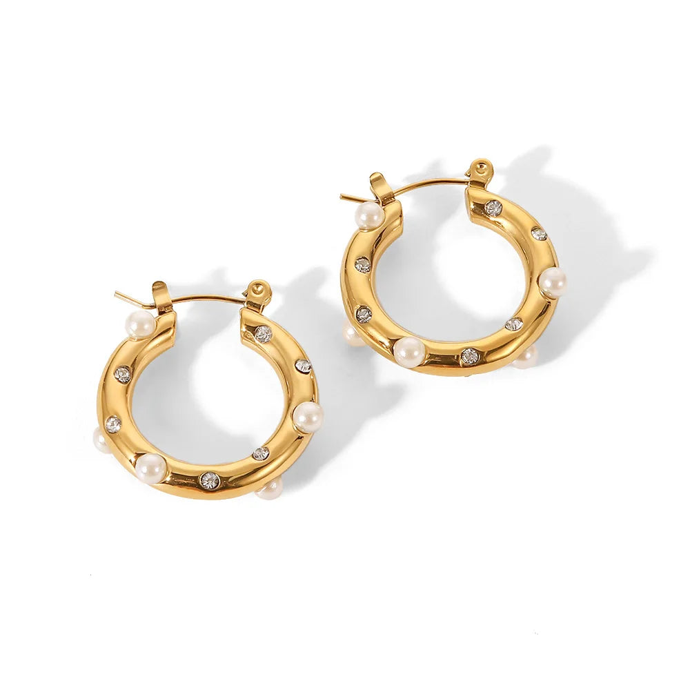 Zalora Joias™ | Brincos de Argola Chunky C Ouro PVD 18K