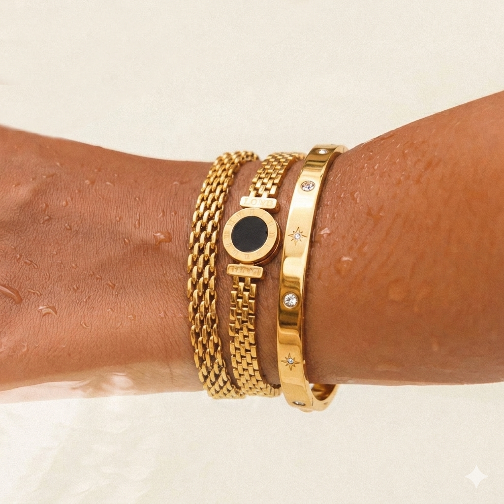 Zalora Joias – Kit 2 Pulseiras em Aço Inoxidável com Numerais Romanos Estilo Bracelete Relógio (Unissex)