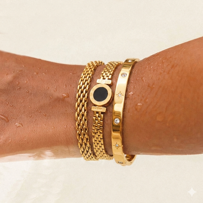 Zalora Joias – Kit 2 Pulseiras em Aço Inoxidável com Numerais Romanos Estilo Bracelete Relógio (Unissex)