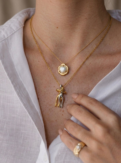 Colar com Pingente Deslizante para Casal – Banhado a Ouro 18K