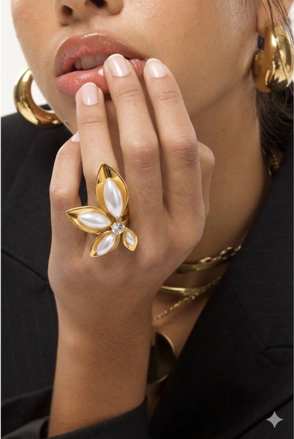 Anel Elegance 18K – Banho Ouro PVD Prata