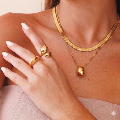 Zalora Joias™ Colar Snake Duplo de banhos Geometric premium Ouro e prata