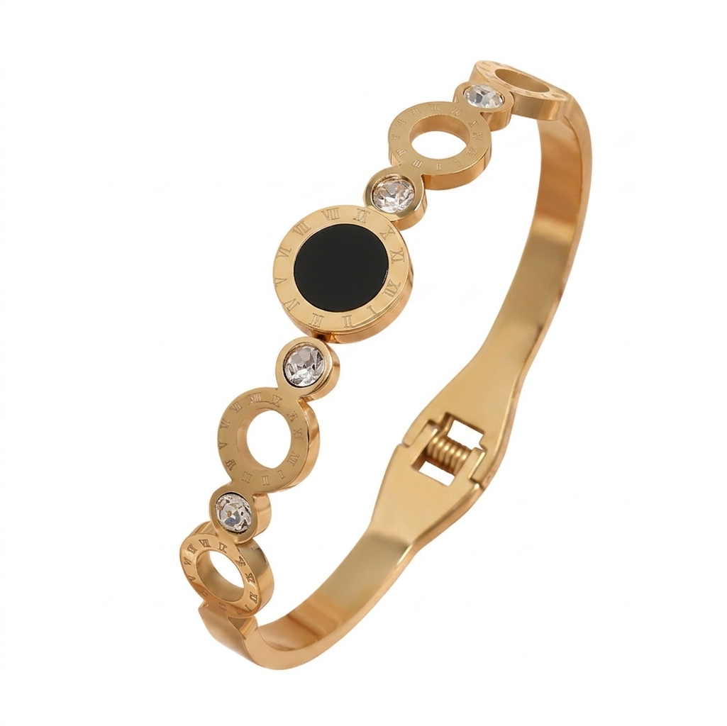 Conjuntos Premium Pulseira Anel Dourado com Zircônias – Elegância Atemporal™ Zalora joias