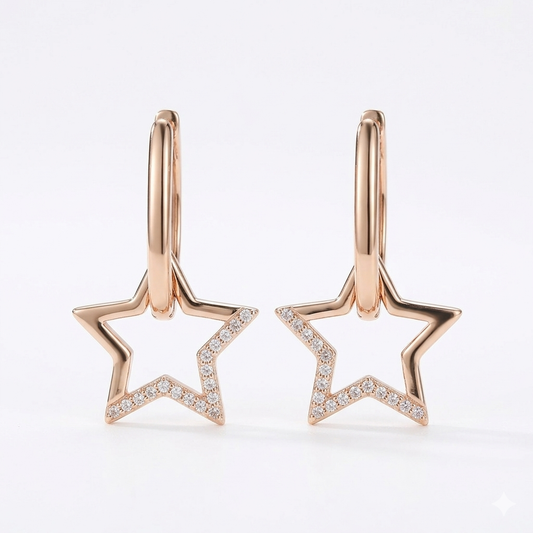 Zalora Joias™ Star Shine Hoop Brincos  18K
