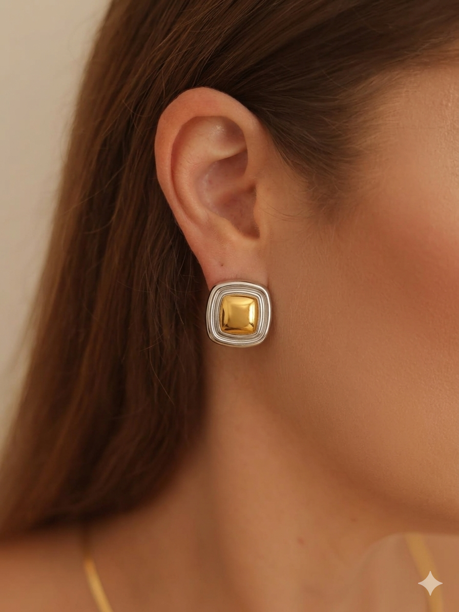 Brincos Chunky Hoop da Zalora Joias™ de banho Ouro e prata