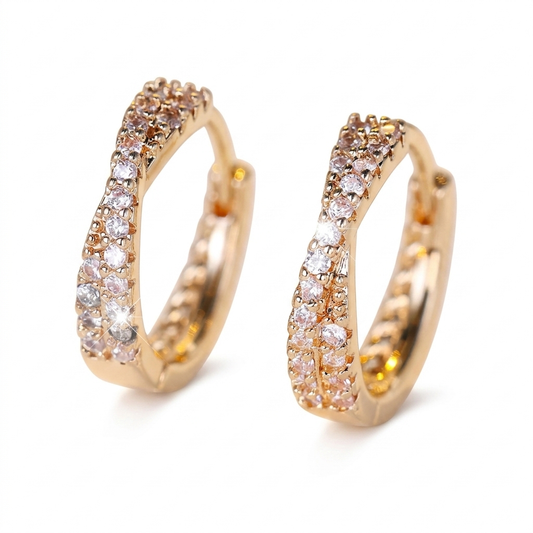 Zalora Joias Brincos Argola com Zircônia Brilhante Redonda