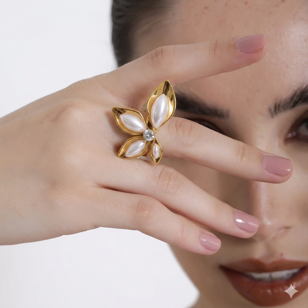 Anel Elegance 18K – Banho Ouro PVD Prata