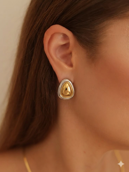 Brincos Chunky Hoop da Zalora Joias™ de banho Ouro e prata