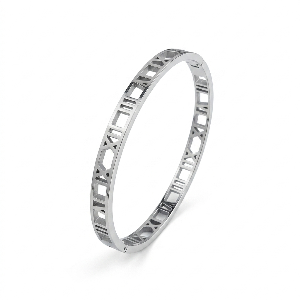 Bracelete Luxo Romano Ouro 18K Sofisticação que Nunca Sai de Moda