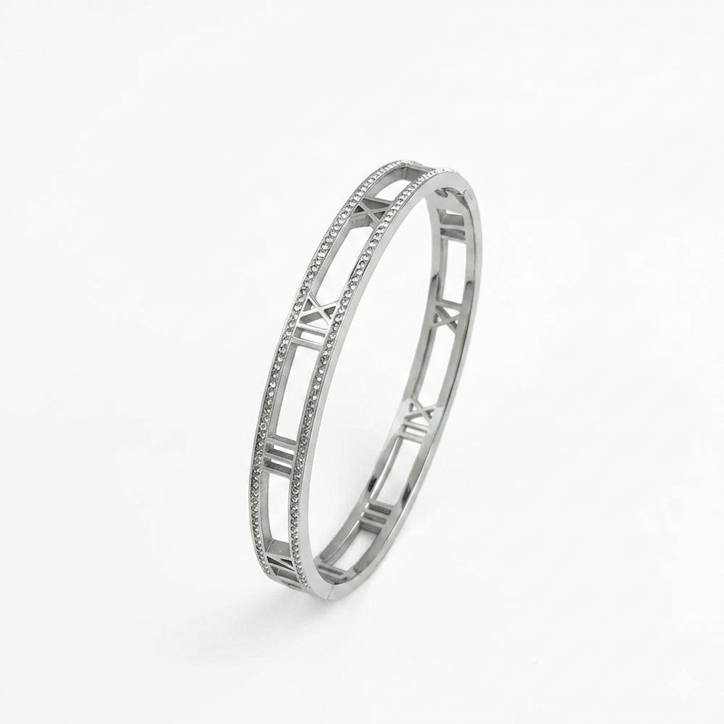 Bracelete Luxo Romano Ouro 18K Sofisticação que Nunca Sai de Moda