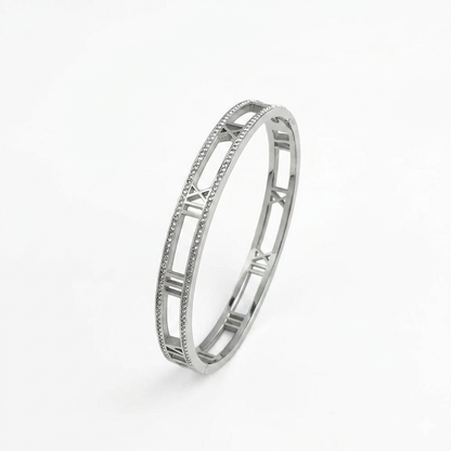 Bracelete Luxo Romano Ouro 18K Sofisticação que Nunca Sai de Moda
