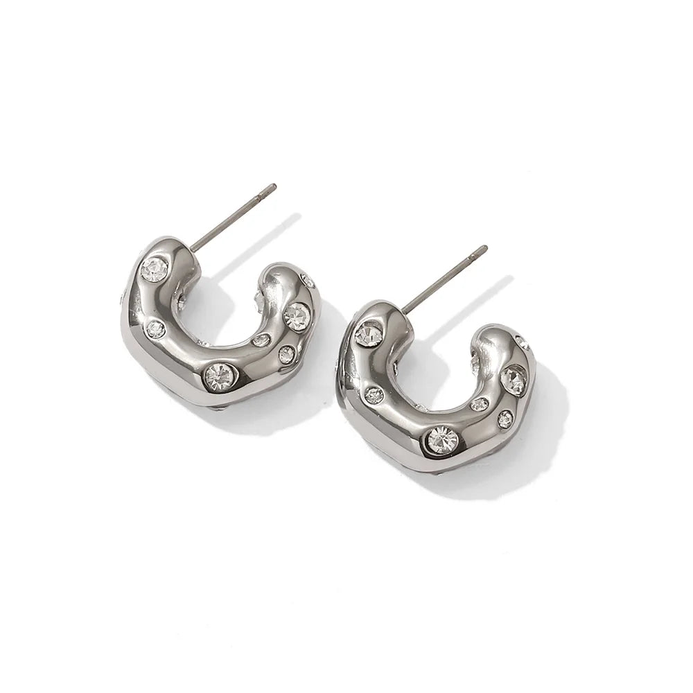 Zalora Joias™ | Brincos de Argola Chunky C Ouro PVD 18K