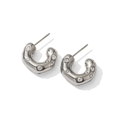 Zalora Joias™ | Brincos de Argola Chunky C Ouro PVD 18K