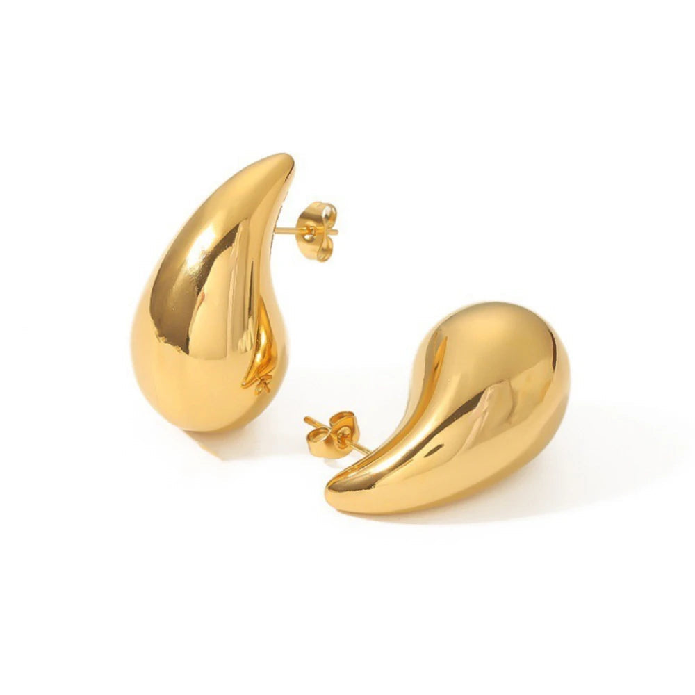 Brincos de banho ouro 18k dourada  inoxidável Aurora em formato de gota d aguar