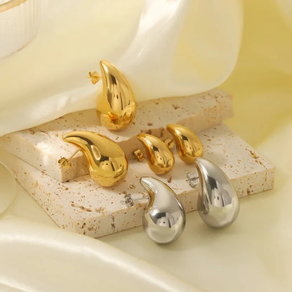 Brincos de banho ouro 18k dourada  inoxidável Aurora em formato de gota d aguar