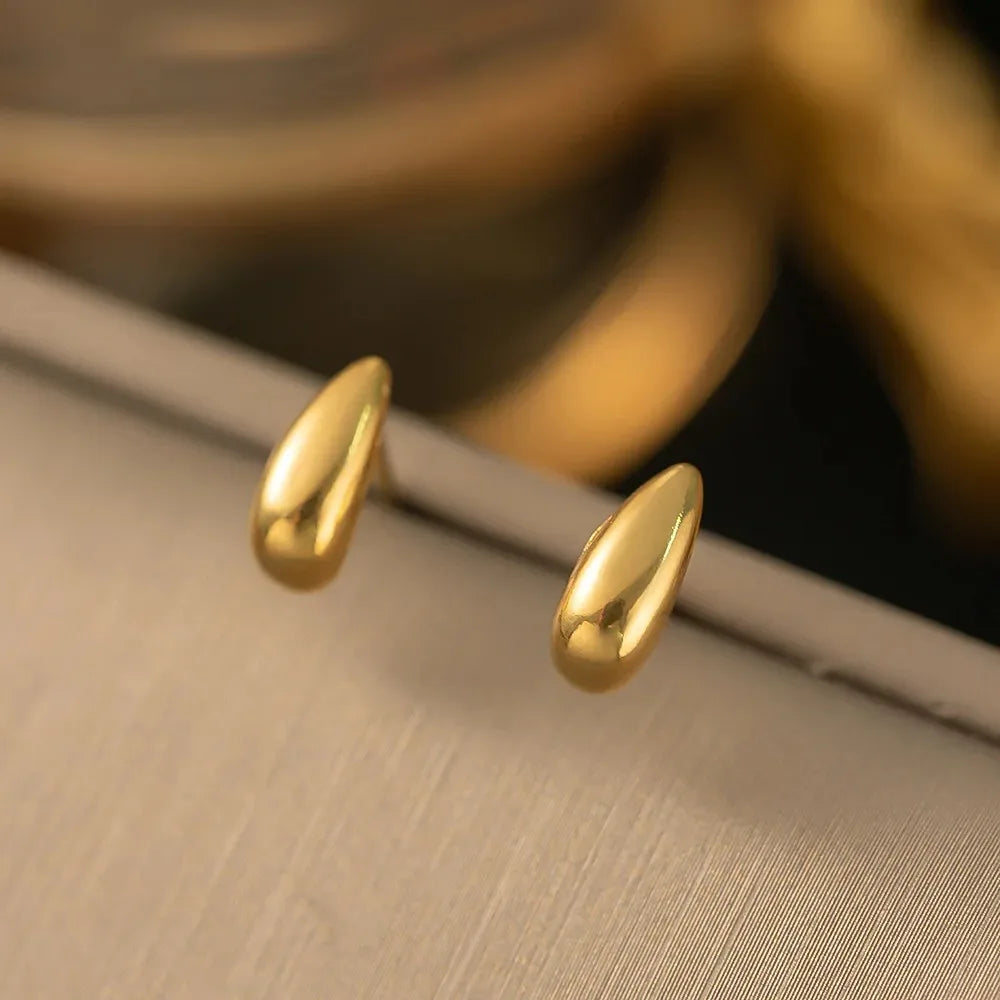 Brincos de banho ouro 18k dourada  inoxidável Aurora em formato de gota d aguar