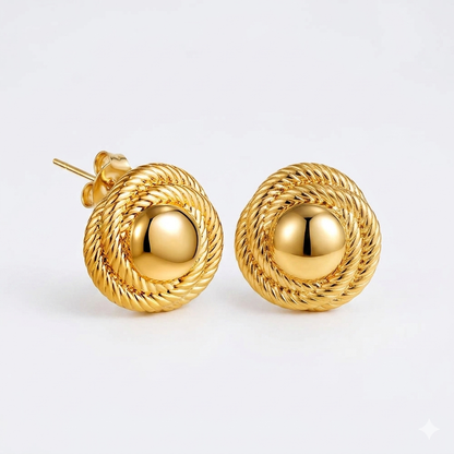 Zalora Joias Brincos Ouro 18K Geométricos Dourados em Aço Inoxidável