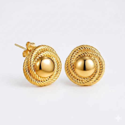 Zalora Joias Brincos Ouro 18K Geométricos Dourados em Aço Inoxidável