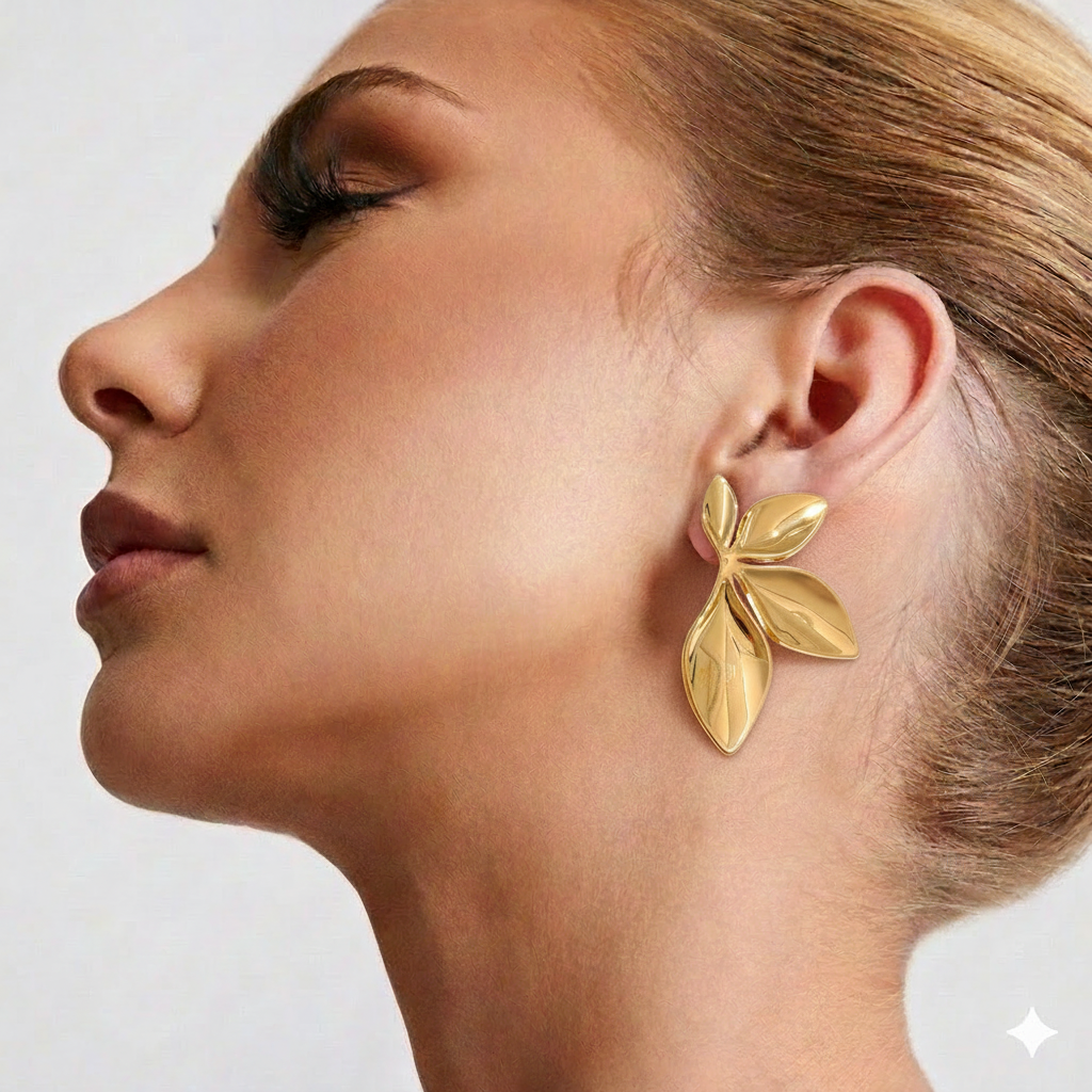 Brinco Ouro e prata De banhos Folha Dourada Orgânica™ –  Zalora Joias