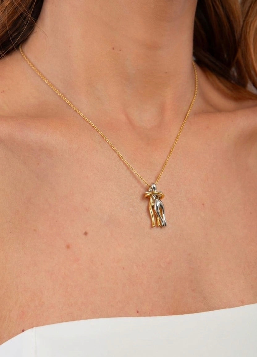 Colar com Pingente Deslizante para Casal – Banhado a Ouro 18K