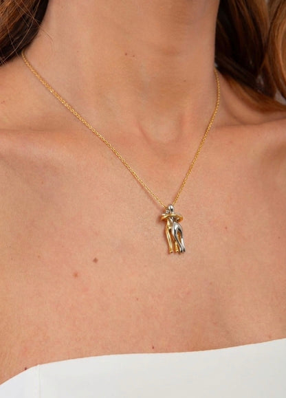 Colar com Pingente Deslizante para Casal – Banhado a Ouro 18K