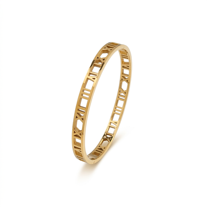 Bracelete Luxo Romano Ouro 18K Sofisticação que Nunca Sai de Moda