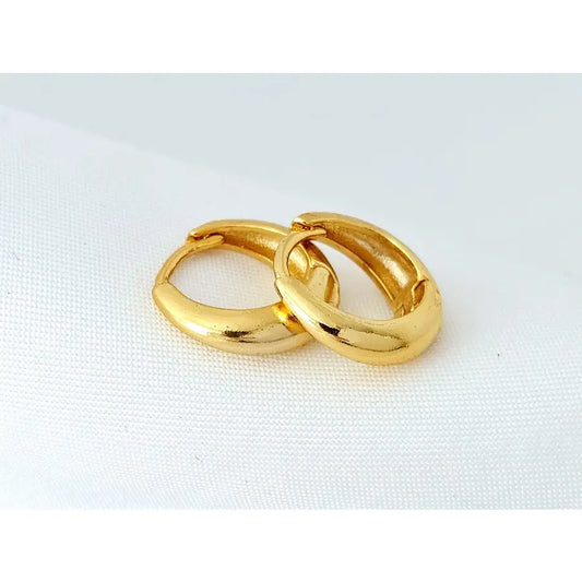 Brincos de Banho Argola dourado Grosso Ouro 18K  – Brilho Intenso