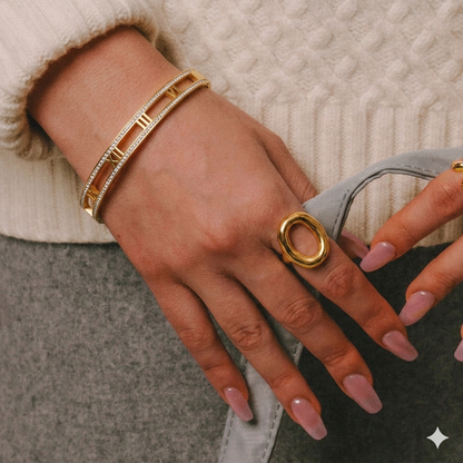 Anel ouro 18K Aura Luxo Moderno e Elegância Atemporal