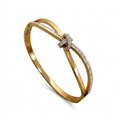 Bracelete Luxo Cristal Dourado – Elegância que Marca Presença