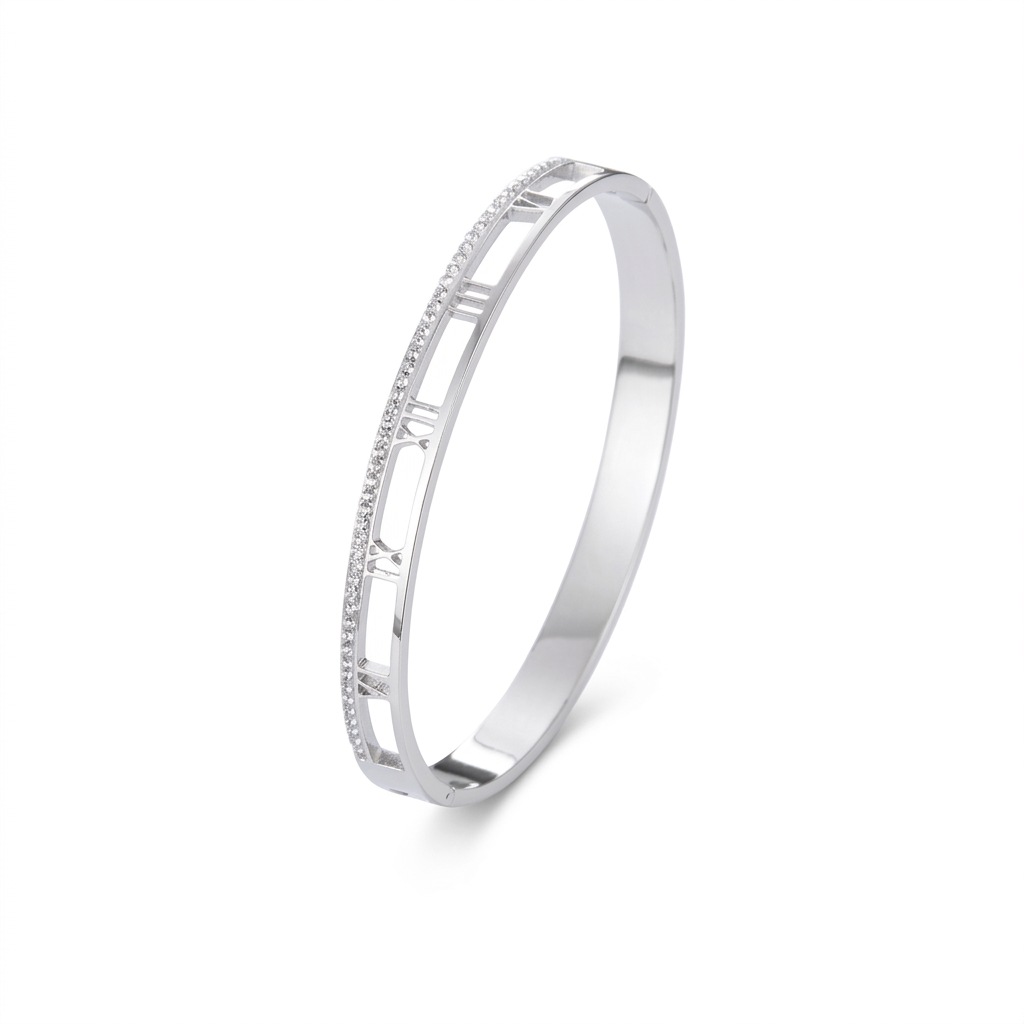 Bracelete Luxo Romano Ouro 18K Sofisticação que Nunca Sai de Moda