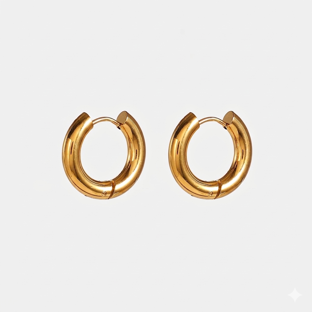 Brincos Argola de banho dourada Geométrica Premium – Zalora Joias™