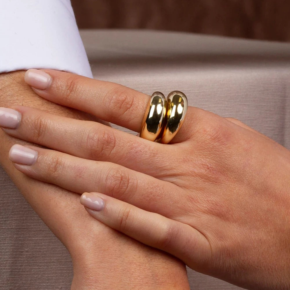 Zalora Joias™ Anel Geo Luxe 18K à prova d'água