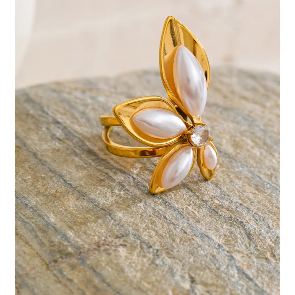 Anel Elegance 18K – Banho Ouro PVD Prata
