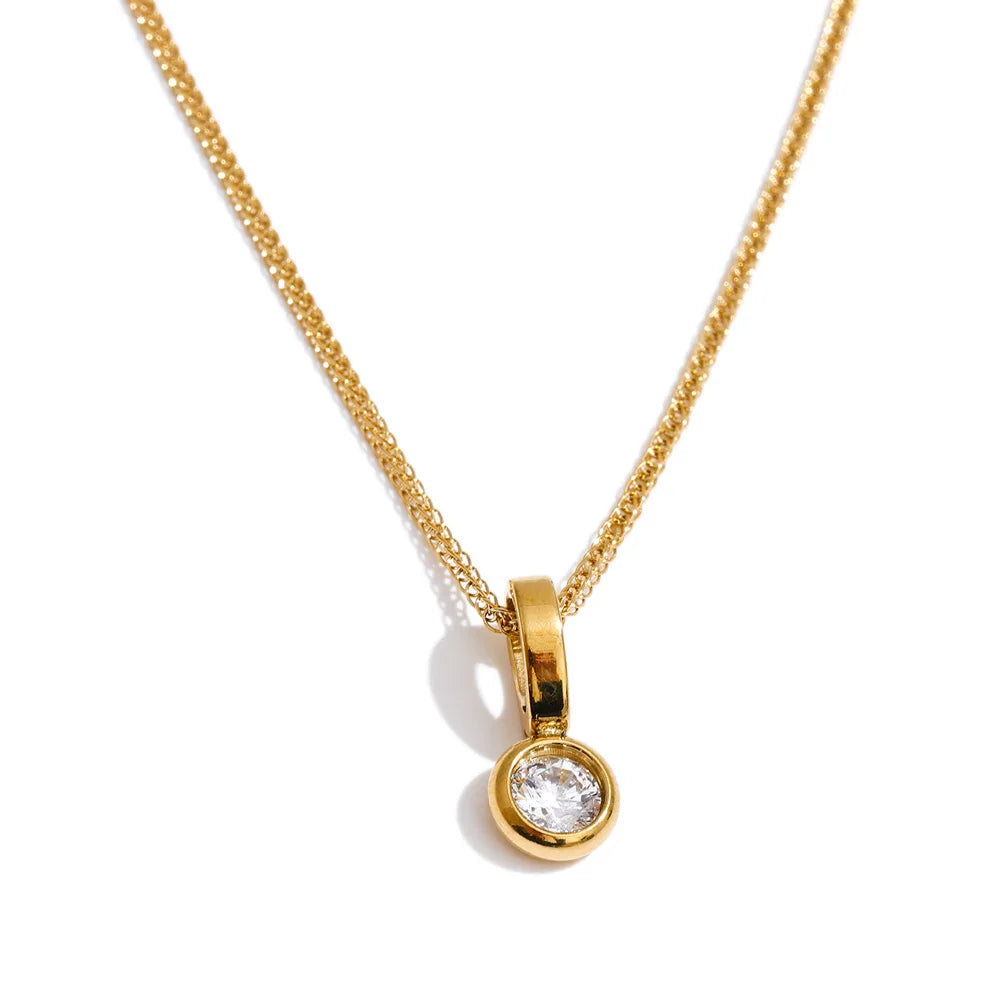 Colar com Pingente de Zircônia Cúbica – Ouro 18K