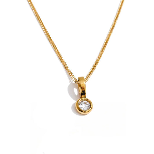 Colar com Pingente de Zircônia Cúbica – Ouro 18K