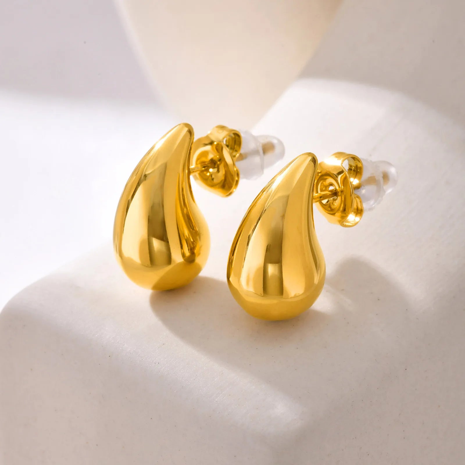 Brincos de banho Durado e prata aço inoxidável Aurora em formato de gota d aguar