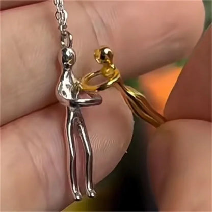 Colar com Pingente Deslizante para Casal – Banhado a Ouro 18K
