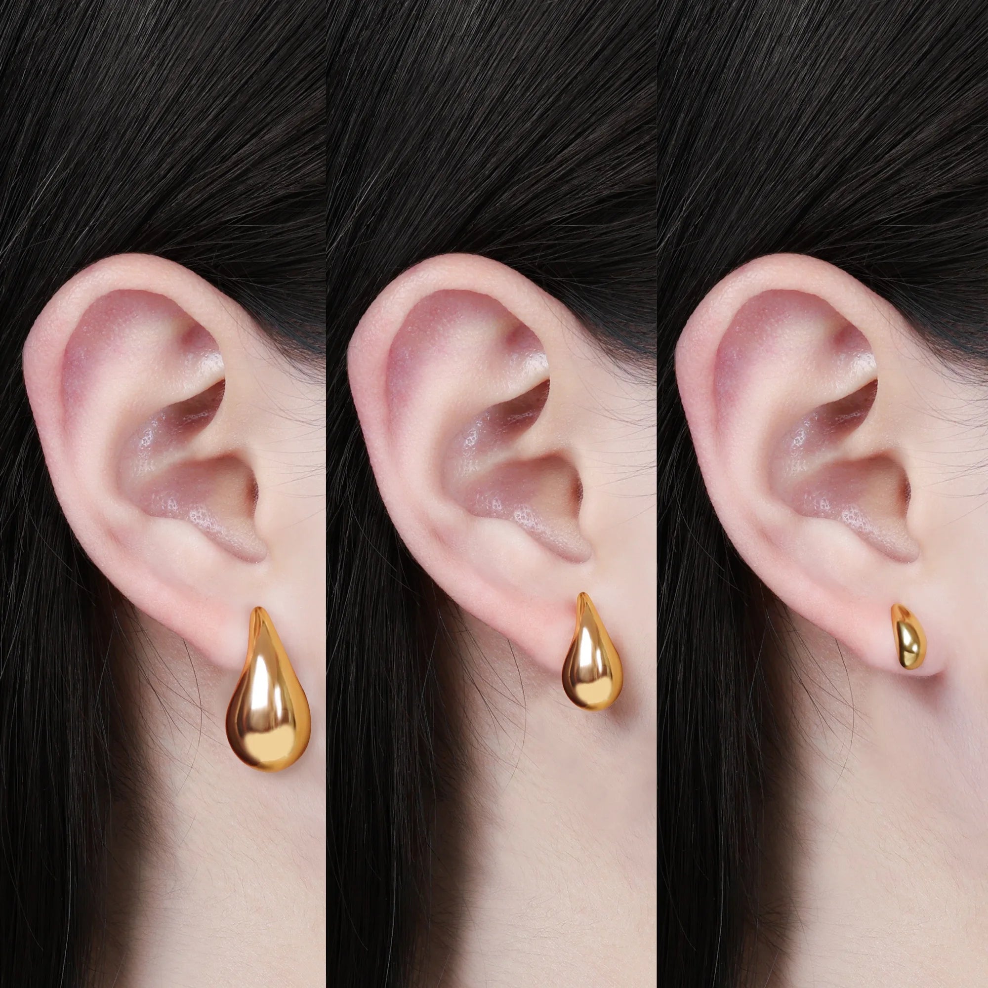 Brincos de banho ouro 18k dourada  inoxidável Aurora em formato de gota d aguar