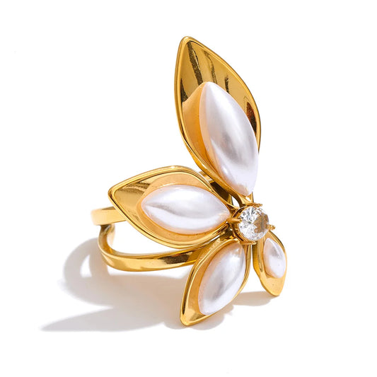 Anel Elegance 18K – Banho Ouro PVD Prata