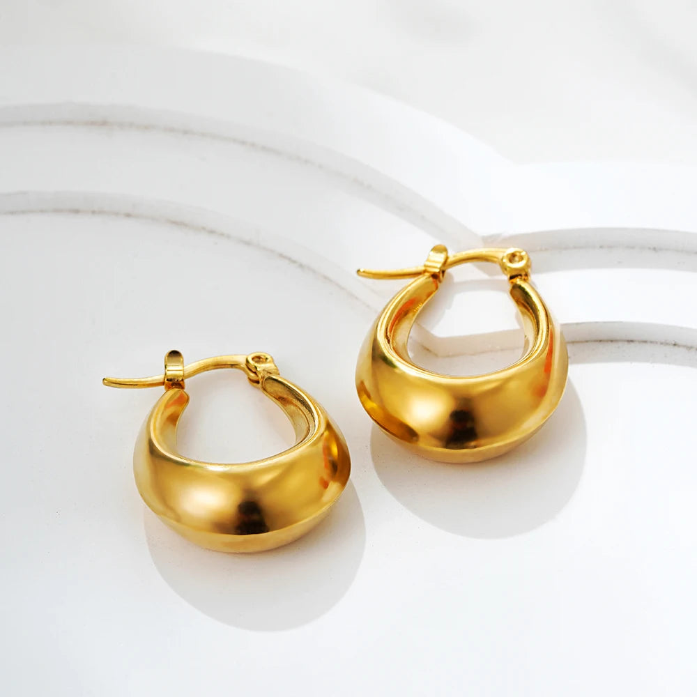 Brincos de Banho Argola dourado Grosso Ouro 18K  – Brilho Intenso