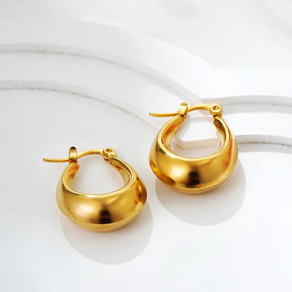 Brincos de Banho Argola dourado Grosso Ouro 18K  – Brilho Intenso