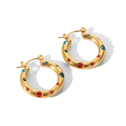 Zalora Joias™ | Brincos de Argola Chunky C Ouro PVD 18K