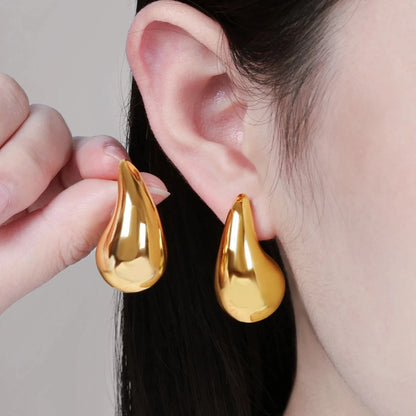 Brincos de banho ouro 18k dourada  inoxidável Aurora em formato de gota d aguar