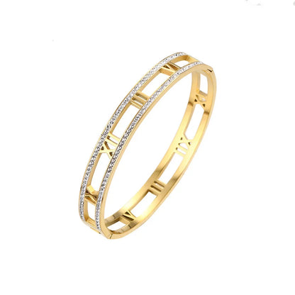 Bracelete Luxo Romano Ouro 18K Sofisticação que Nunca Sai de Moda