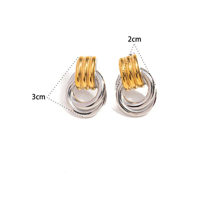 Brinco Geométrico Quadrado Com mix de Banhado a Ouro 18K – Elegância Atemporal