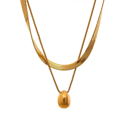 Zalora Joias™ Colar Snake Duplo de banhos Geometric premium Ouro e prata