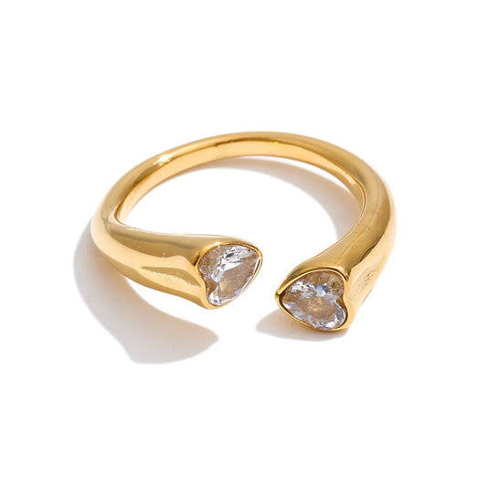 Anel Ondas Ajustável Banhado em Ouro 18K