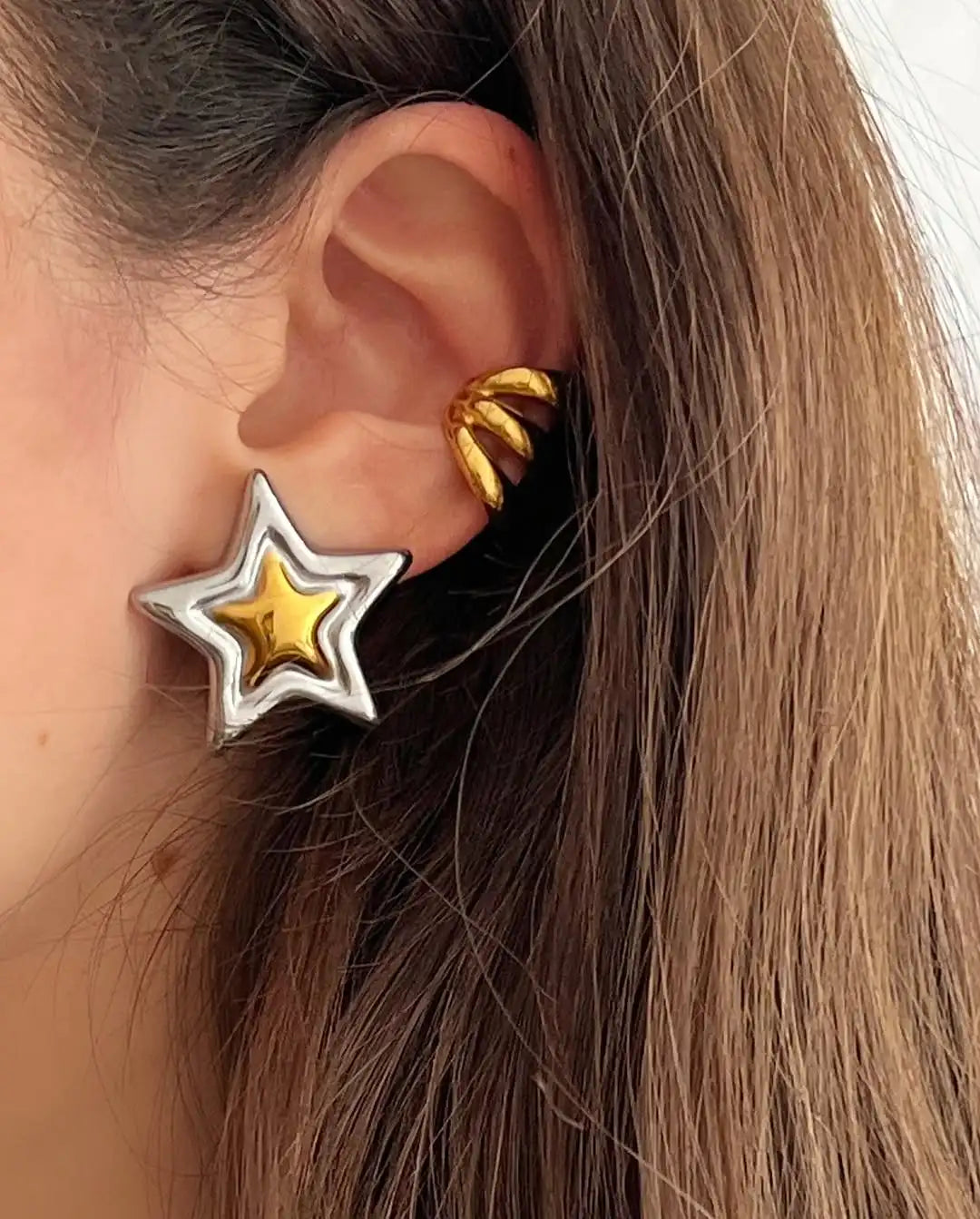 Brincos Chunky Hoop da Zalora Joias™ de banho Ouro e prata