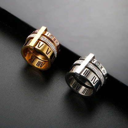 Zalora Joias – Anel Luxo 3 Camadas em Ouro 18K com Cristais